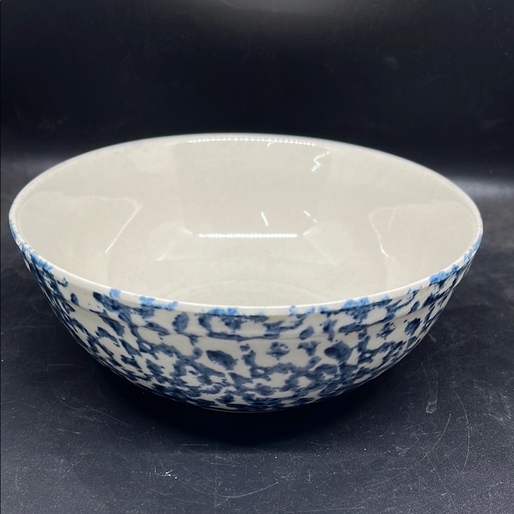 Vintage Gibson Blue Spatter Ceramic Serving Bowl 7” - Cottagecore